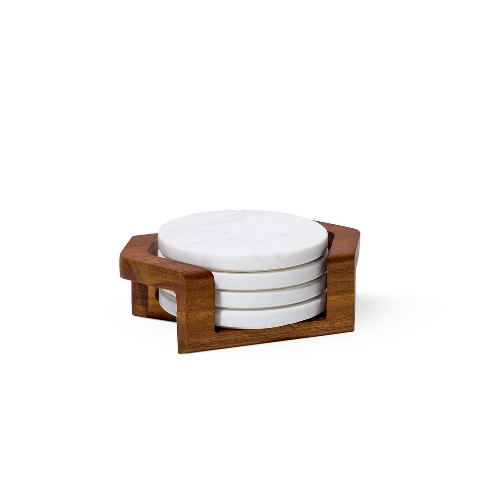 Nambe Chevron Coaster 4 Piece Set with Holder