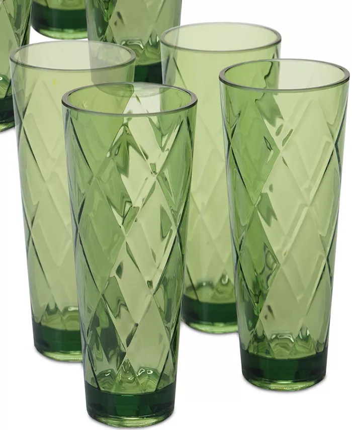 Certified International Green Diamond Acrylic 8-Pc. Iced Tea Glass Set