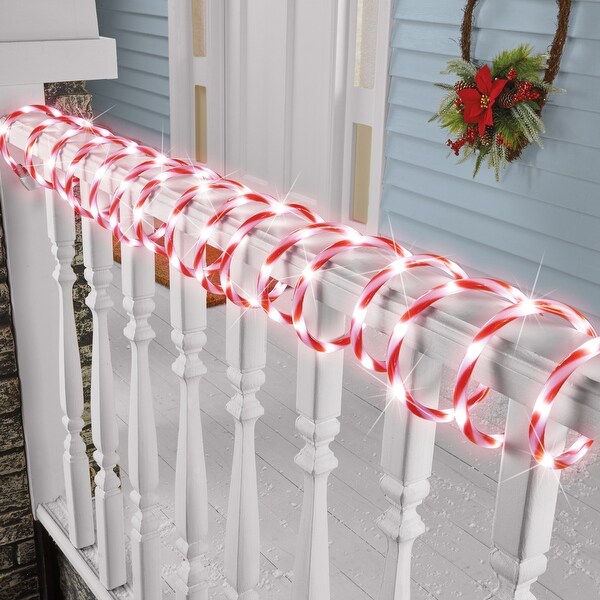 18FT Candy Cane Holiday Rope Light w/ 8 Lighting Functions