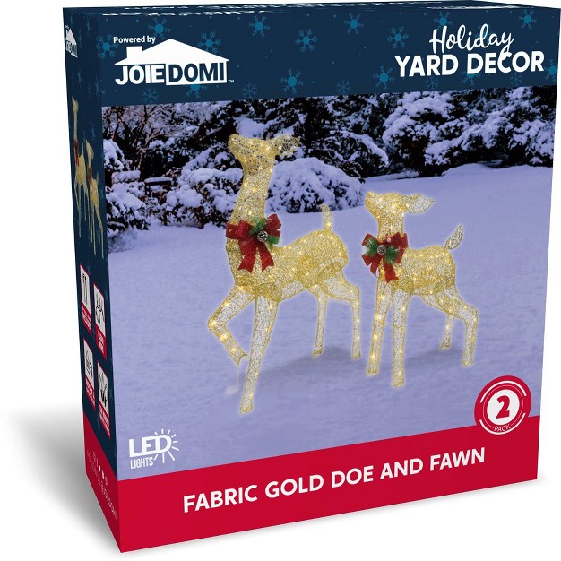 Joiedomi Christmas Reindeer Christmas Decoration Gold Doe And Fawn Yard Lights 2 Packs