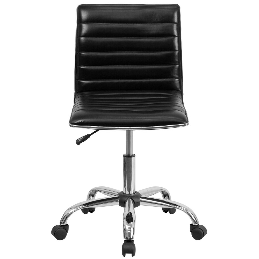 Low Back Designer Armless Ribbed Swivel Task Office Chair