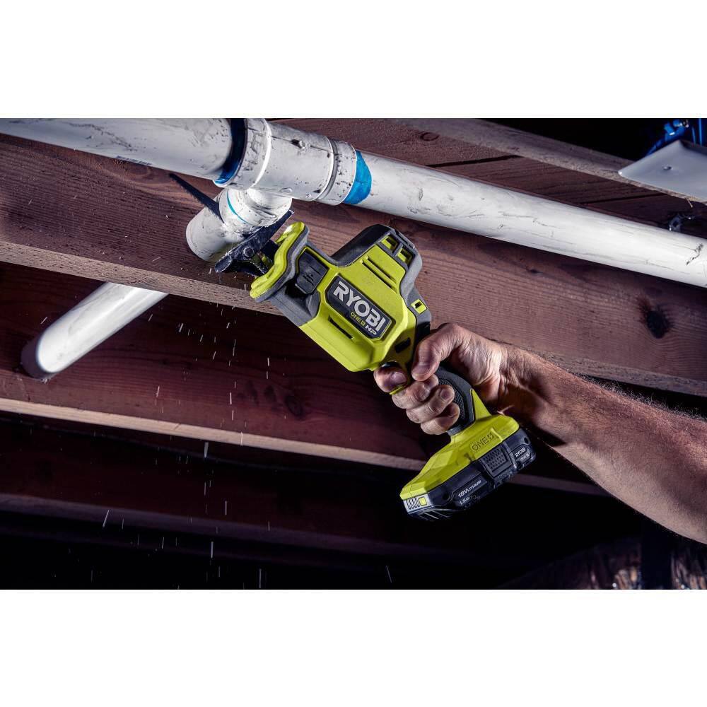 RYOBI ONE+ HP 18V Brushless Cordless Compact One-Handed Reciprocating Saw with FREE 2.0 Ah Battery (2-Pack) PSBRS01B-PBP2006