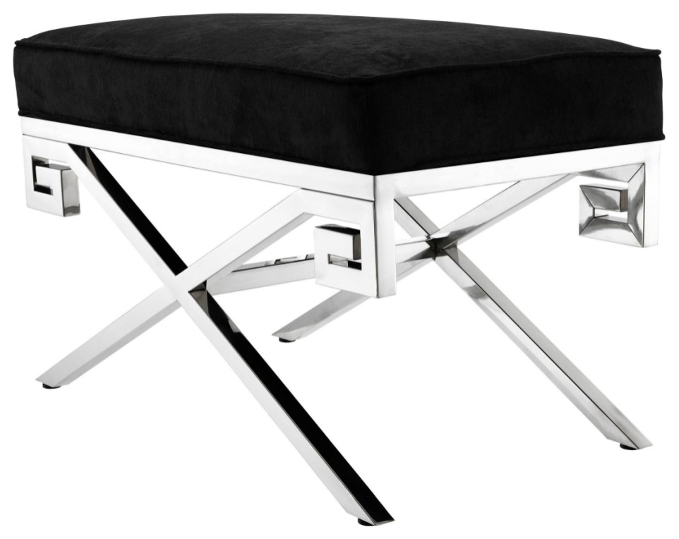 Black Velvet Modern Stool  Eichholtz Okura   Contemporary   Footstools And Ottomans   by Oroa   Distinctive Furniture  Houzz