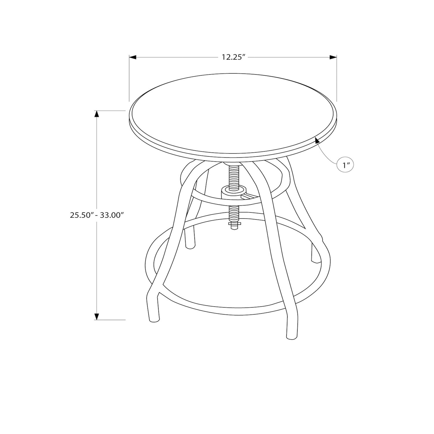 Monarch Adjustable Height Dining Table and Stool 3-piece Set