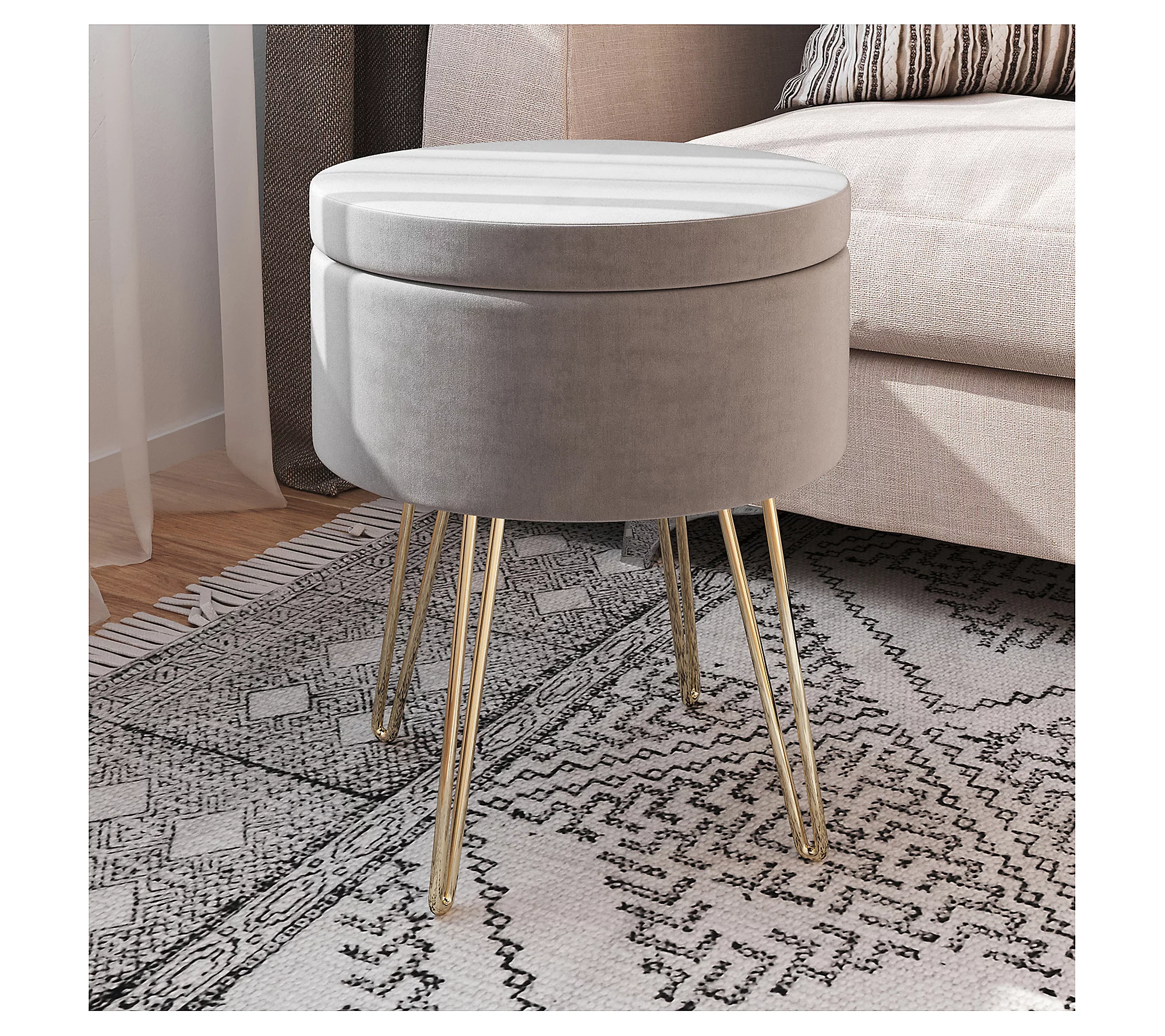 Lavish Home Ottoman Velvet Footrest， Side Table ， or Organizer