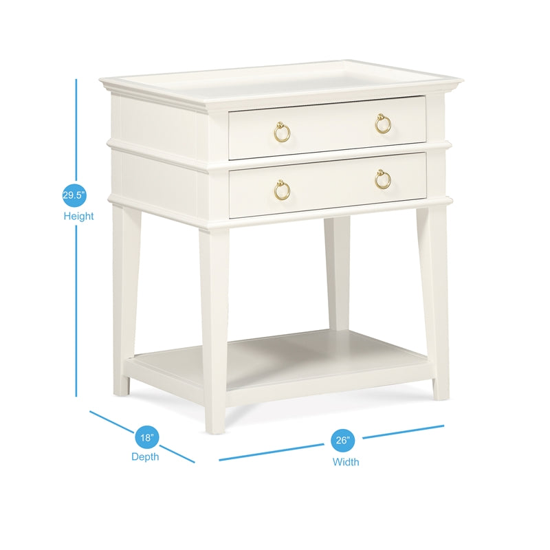 Comfort Pointe Clara 2-Drawer Tray Top Wood Nightstand in White