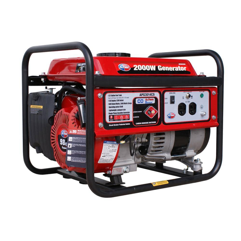 All Power 2000Watt Manual Start Gas Powered Portable Generator With Auto CO Shutoff