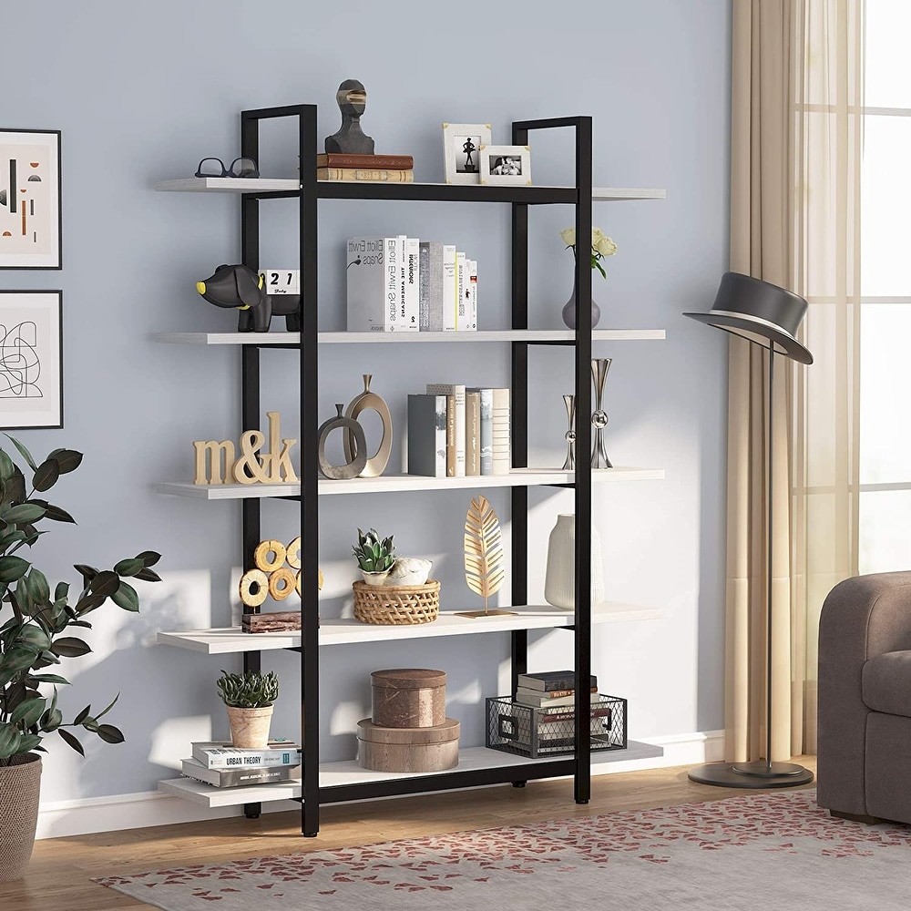 Tribesigns 5 Tier Industrial Large Open Bookcase Bookshelf