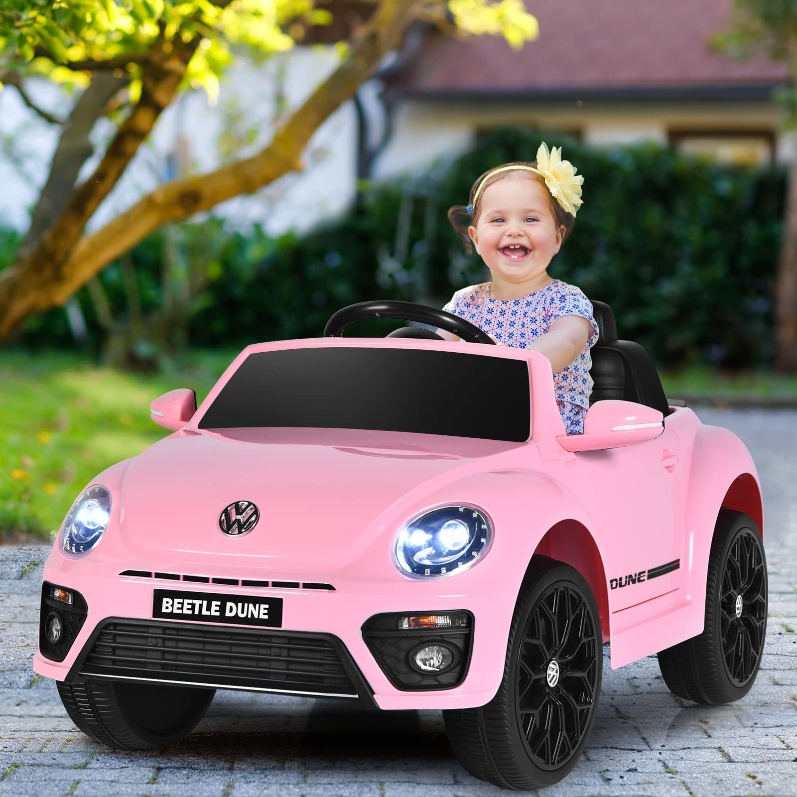 Costzon Ride on Car, 12V Licensed Volkswagen Beetle Battery Powered Vehicle w/ Remote Control