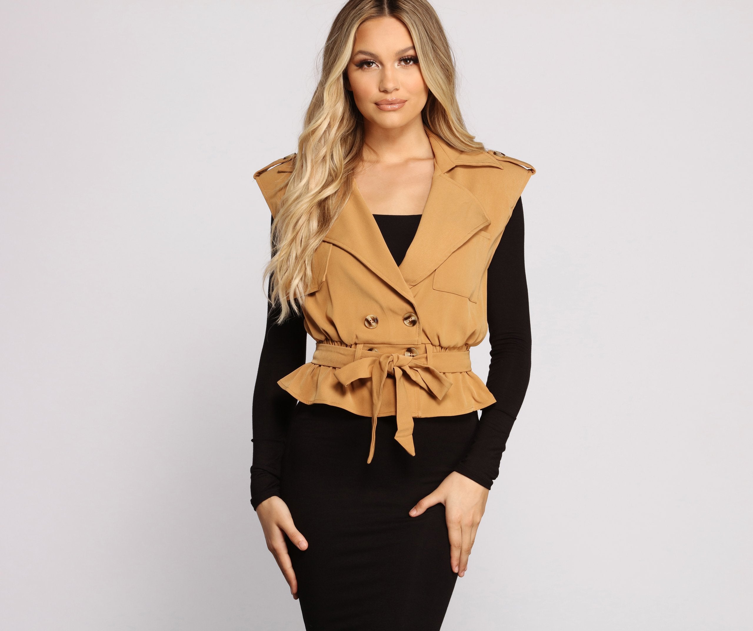 Trendy Crepe Trench Vest