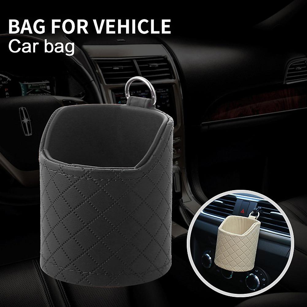 Car Air Outlet Hanging Bag With Hooks Storage Bag Sundries Barrel For Ventilation Slots For Sunglasses Keys Coins Cards Glasses Pen Brown