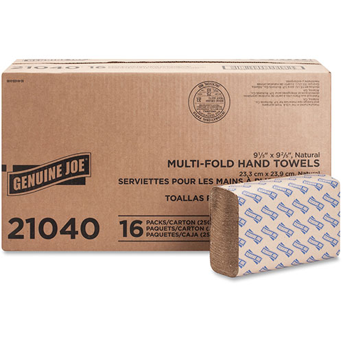 Genuine Joe 21040 Natural Multifold Towels  |9 4