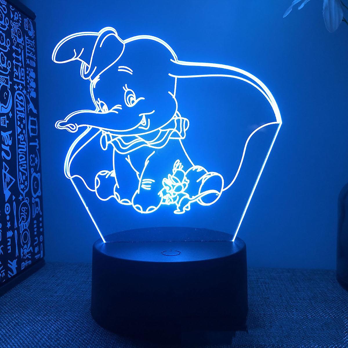 Dumbo Elephant Illusion Lamp 3d Night Light With 16 Color Change Remote Control，room Dcor