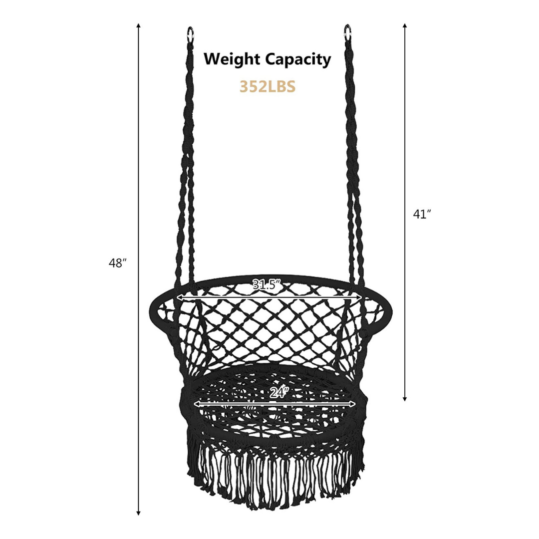 Hanging Hammock Chair, Macrame Hanging Chair 330 Pounds Capacity