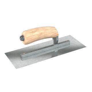 Bon Tool 13 in. x 5 in. Razor Stainless Steel Square End Finish Trowel with Wood Handle and Long Shank 66-308