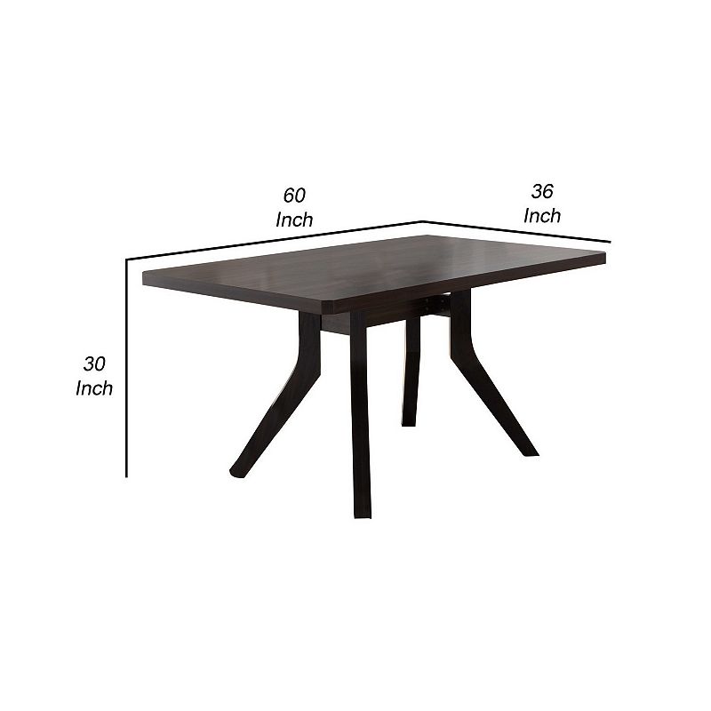 Dining Table with Wooden Top and Angled Legs， Brown