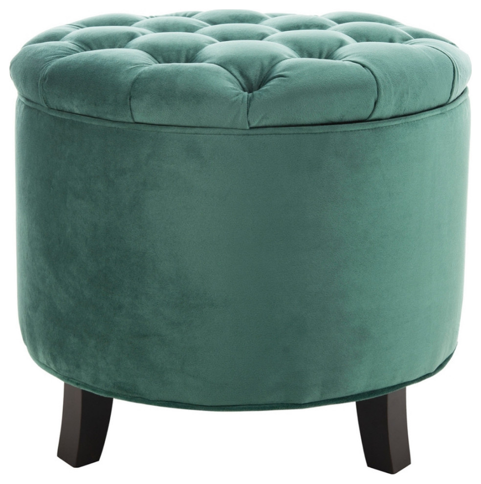 Emma Tufted Storage Ottoman Marine/Espresso   Contemporary   Footstools And Ottomans   by V.S.D Furniture  Houzz