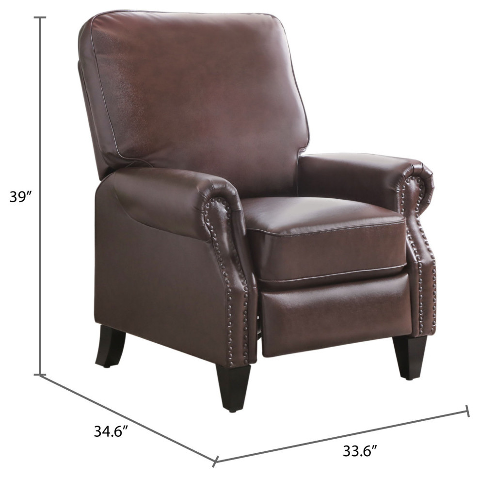 Carla Leather Pushback Recliner  Brown   Transitional   Gliders   by Abbyson Living  Houzz