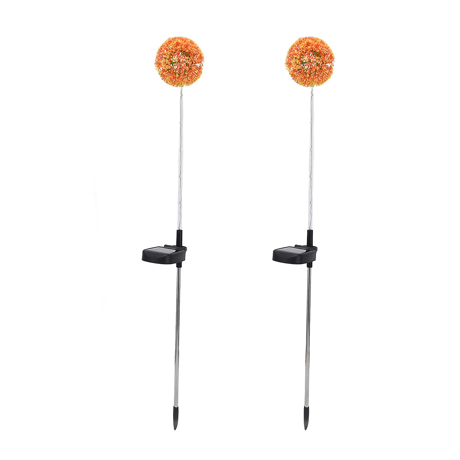 2set Solar Dandelions Garden Lights 6LED Colorful Outdoor Lawn Lamp for Patio Yard Balcony6LED Orange (2pcs)