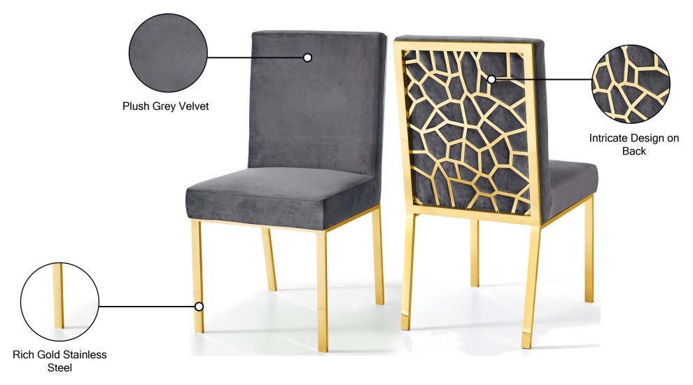 The Weaver Dining Chair  Velvet  Set of 2   Contemporary   Dining Chairs   by Meridian Furniture  Houzz