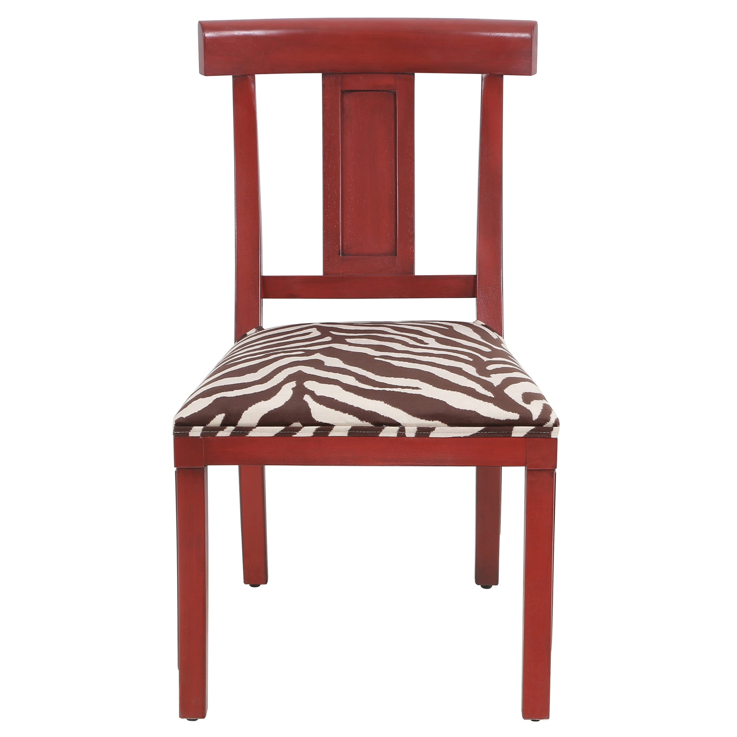 Dann Foley - Wooden Dining Chair - Cherry Wood Finish - Brown and White Zebra Patterned Fabric Seat