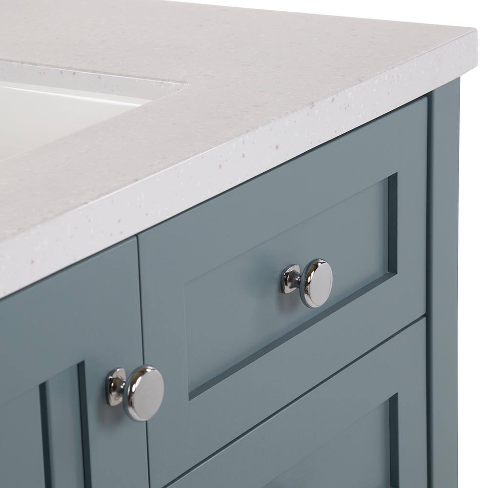 Home Decorators Collection Lanceton 37 in. W x 22 in. D Bath Vanity in Sage with Solid Surface Vanity Top in Titanium with White Sink LT36P2V9-SE