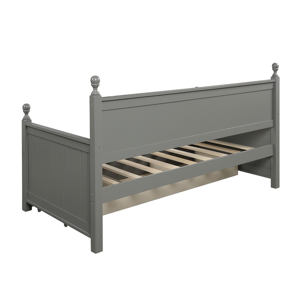 Twin Size Wood Daybed with 3 Drawers  No Box Spring Needed  Grey