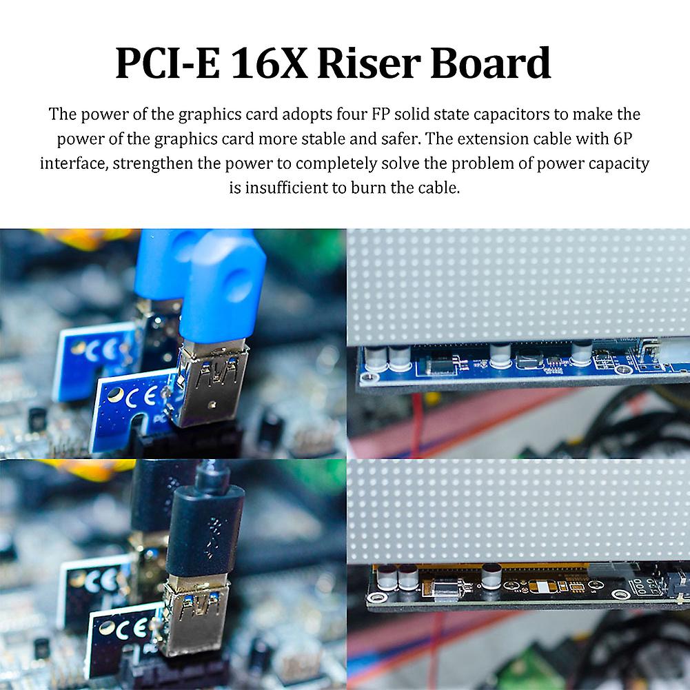 1 Pci-e 16x Riser Board 1 Pci-e 1x Adapter Card 1 600mm Usb 3.0 Riser Cable 1 15 Pin To 6 Pin Power Cable Blue