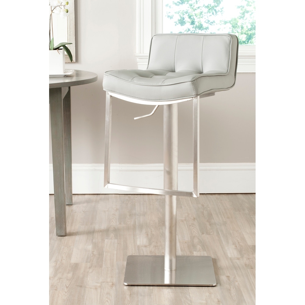 SAFAVIEH Newman Grey Leather Adjustable Swivel Bar Stool   20\