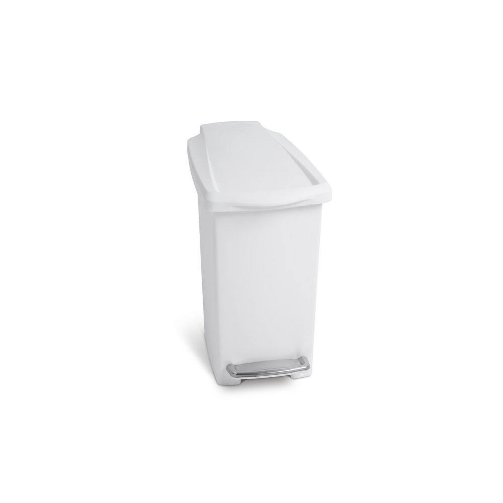 simplehuman 10 l (2.6 Gal.) White Slim Plastic Step Trash Can CW1332