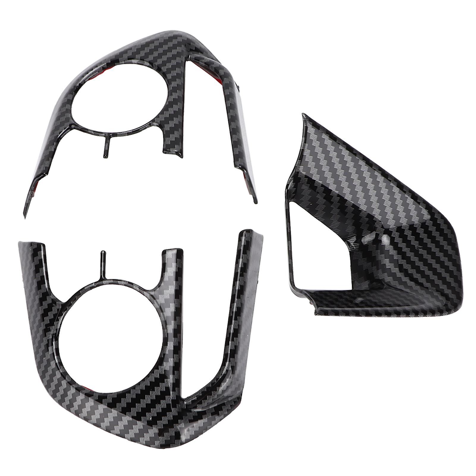 3pcs Car Steering Wheel Frame Cover Trim Interior Decaration Sticker Carbon Fiber Style Replacement For Rav4 20192021