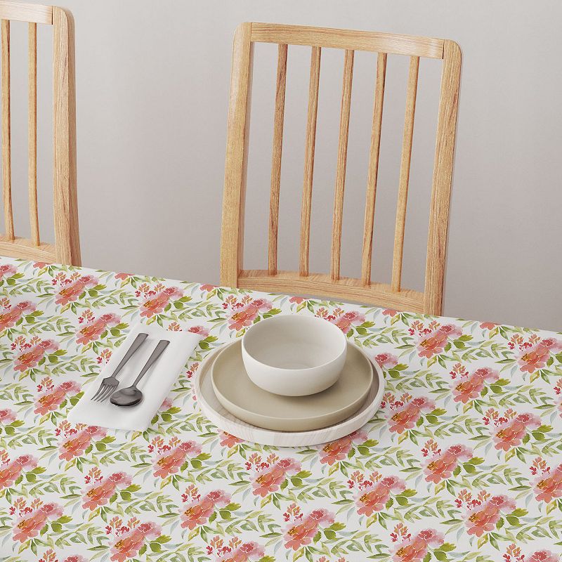 Square Tablecloth， 100% Cotton， 60x60， Delicate Watercolor Floral