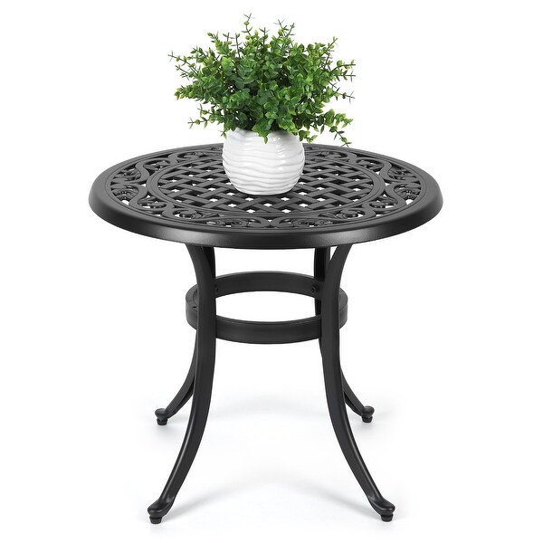 Cast Aluminum Round Outdoor Table Bistro Table with Umbrella Hole