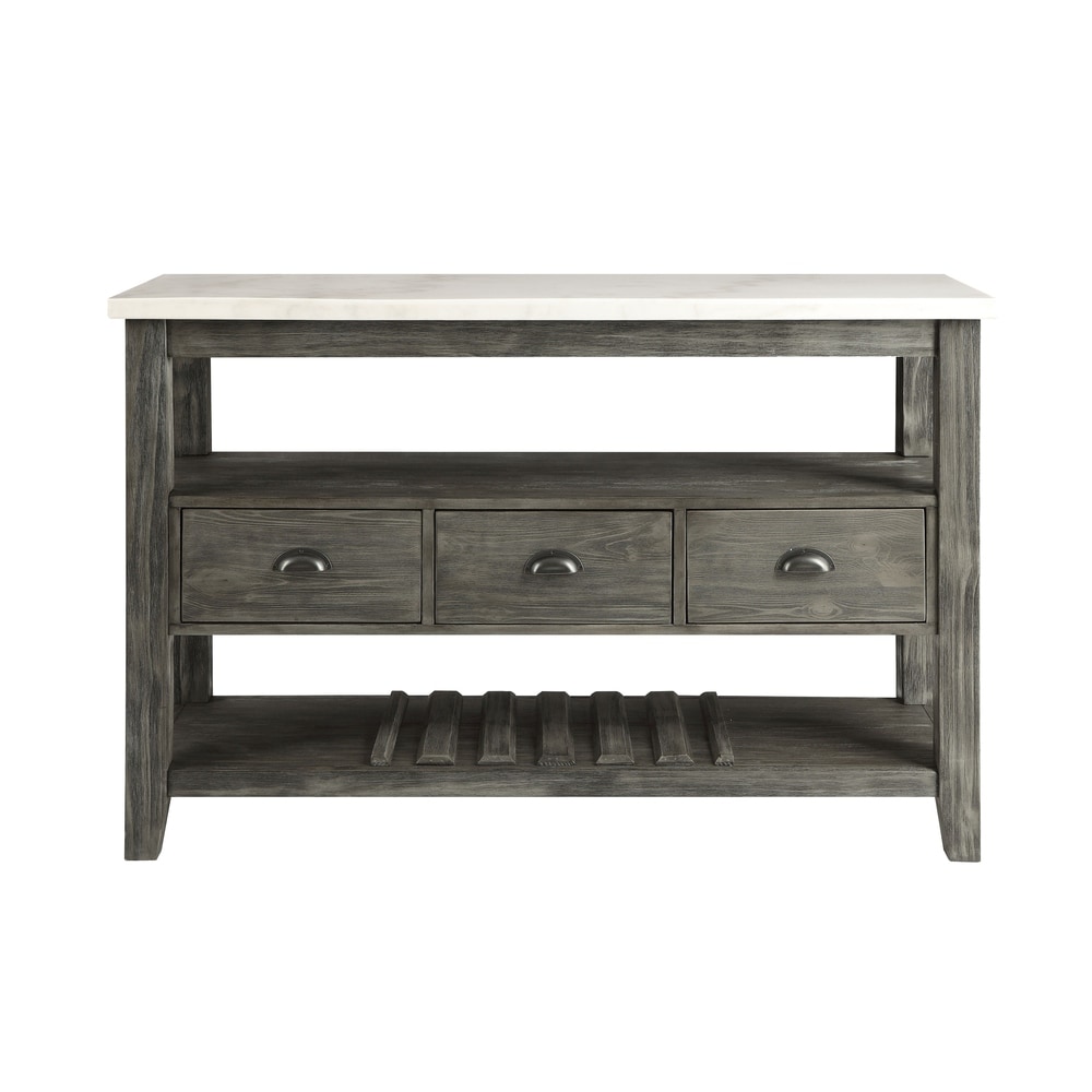 ACME Merel Server in White Marble and Gray Oak