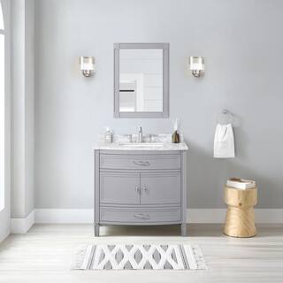 Home Decorators Collection Dacosti 36 in. W x 22 in. D x 34.5 in. H Single Sink Bath Vanity in Pebble Gray with White Carrara Marble Top Dacosti 36PG