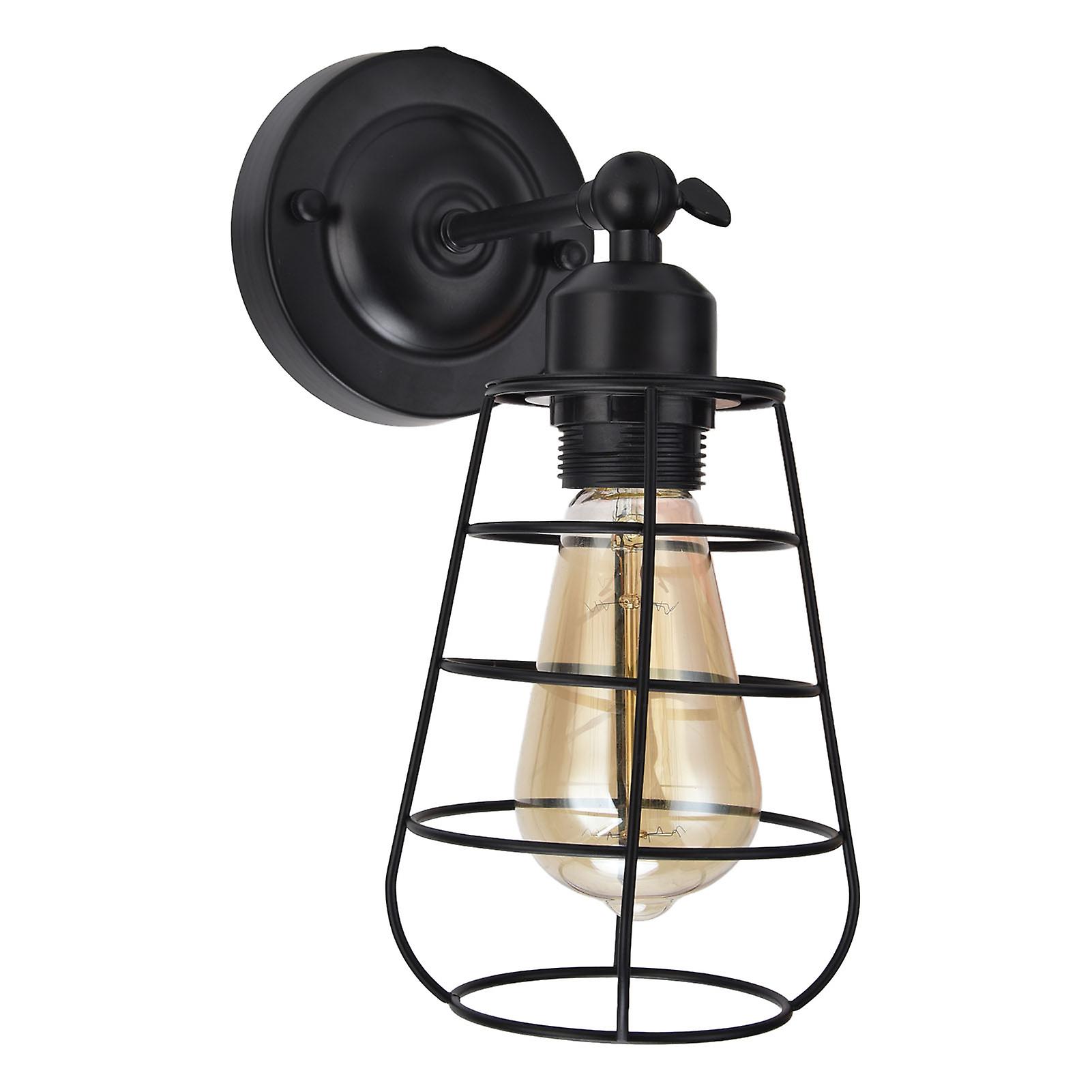 Wrought Iron Wall Light Black Retro Industrial Lamp For Home Bar Restaurant Coffee Shop Hotel 85250veu E27