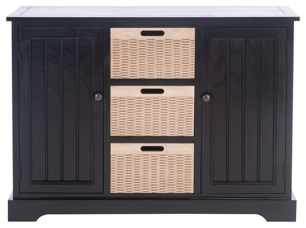 Gracyn 2 Door and 3 Removable Baskets Black With Natural Baskets   Modern   Console Tables   by Virgil Stanis Design  Houzz