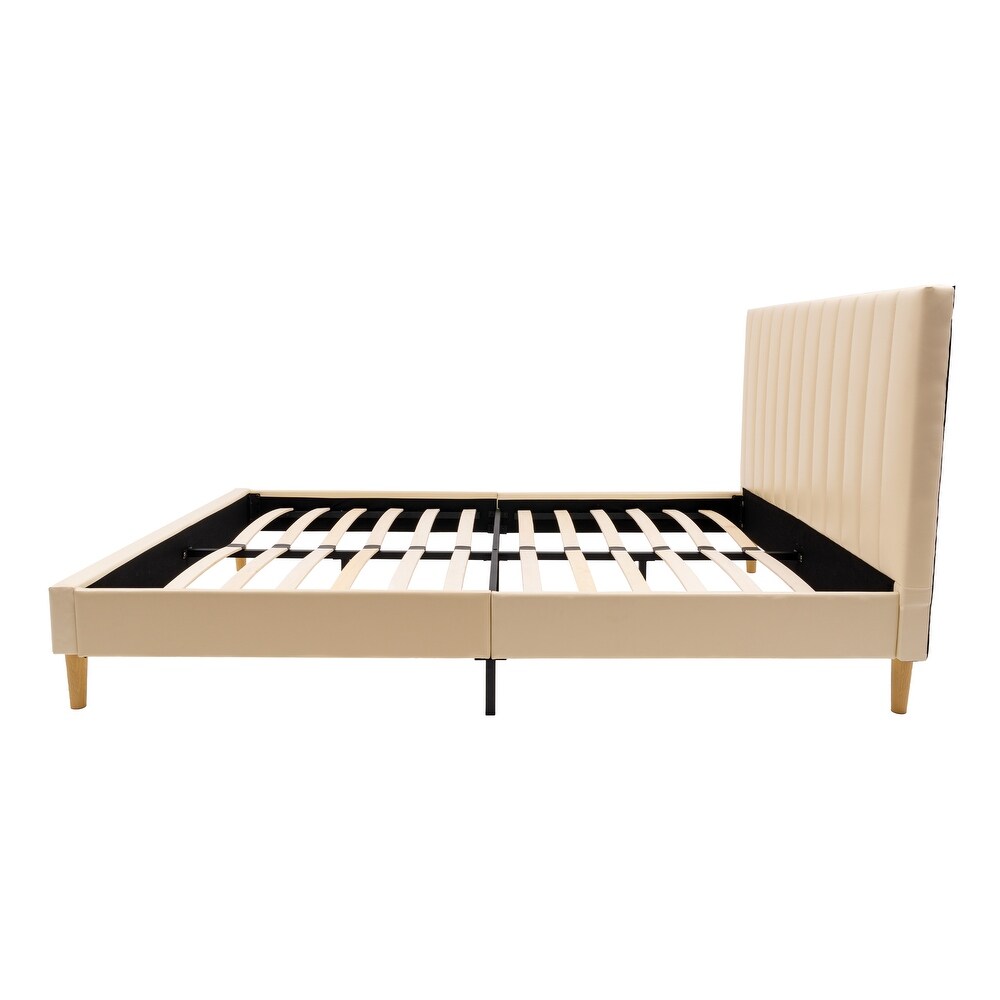 Modern Queen Upholstered Platform Bed Frame with Headboard