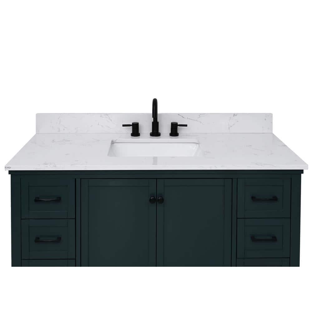 Home Decorators Collection 49 in W x 22 in D Engineered Stone Vanity Top in Cala White with White Basin