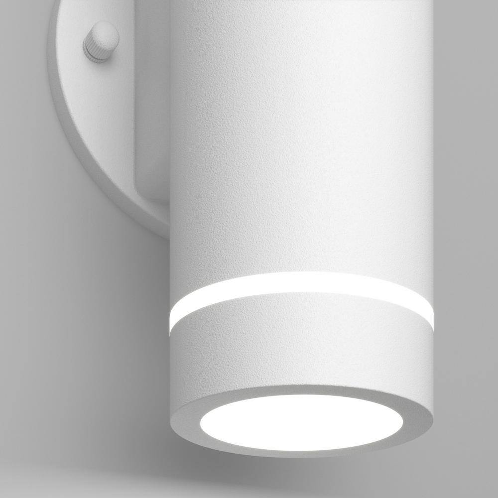 Artika C7-L White Modern 3 CCT Integrated LED Outdoor Hardwired Garage and Porch Light Cylinder Sconce OUT-C7LC-WT