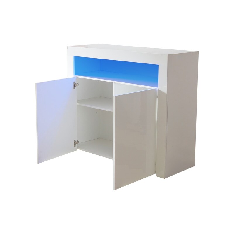 LED Light 2 Doors TV Stand  Modern Sideboard Storage Cabinet