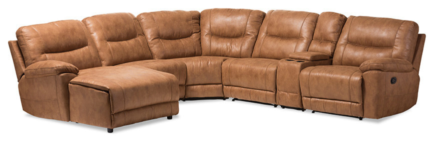 Mistral 6 Piece Reclining Sectional in Light Brown   Contemporary   Sectional Sofas   by Homesquare  Houzz