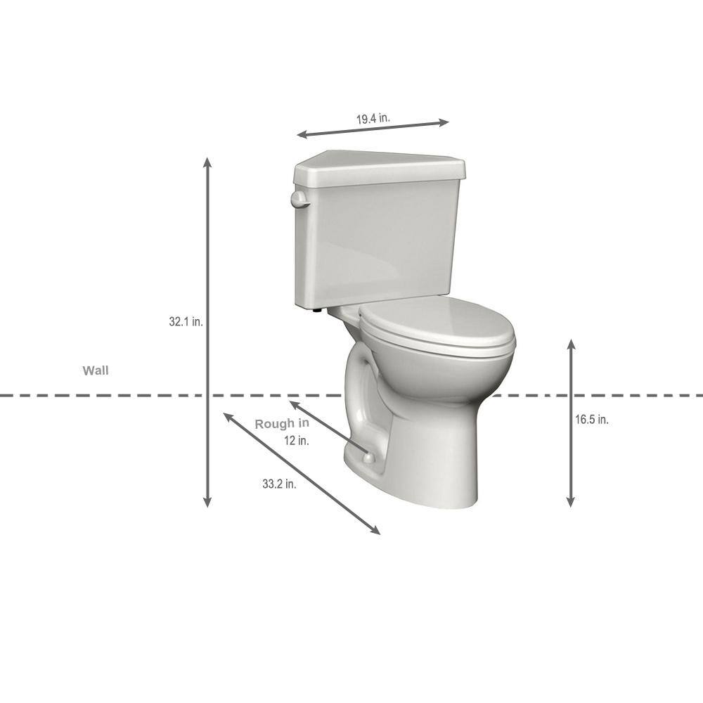 American Standard Cadet 3 Powerwash Triangle Tall Height 2-Piece 1.6 GPF Round Toilet in White Seat not Included 270BD001.020