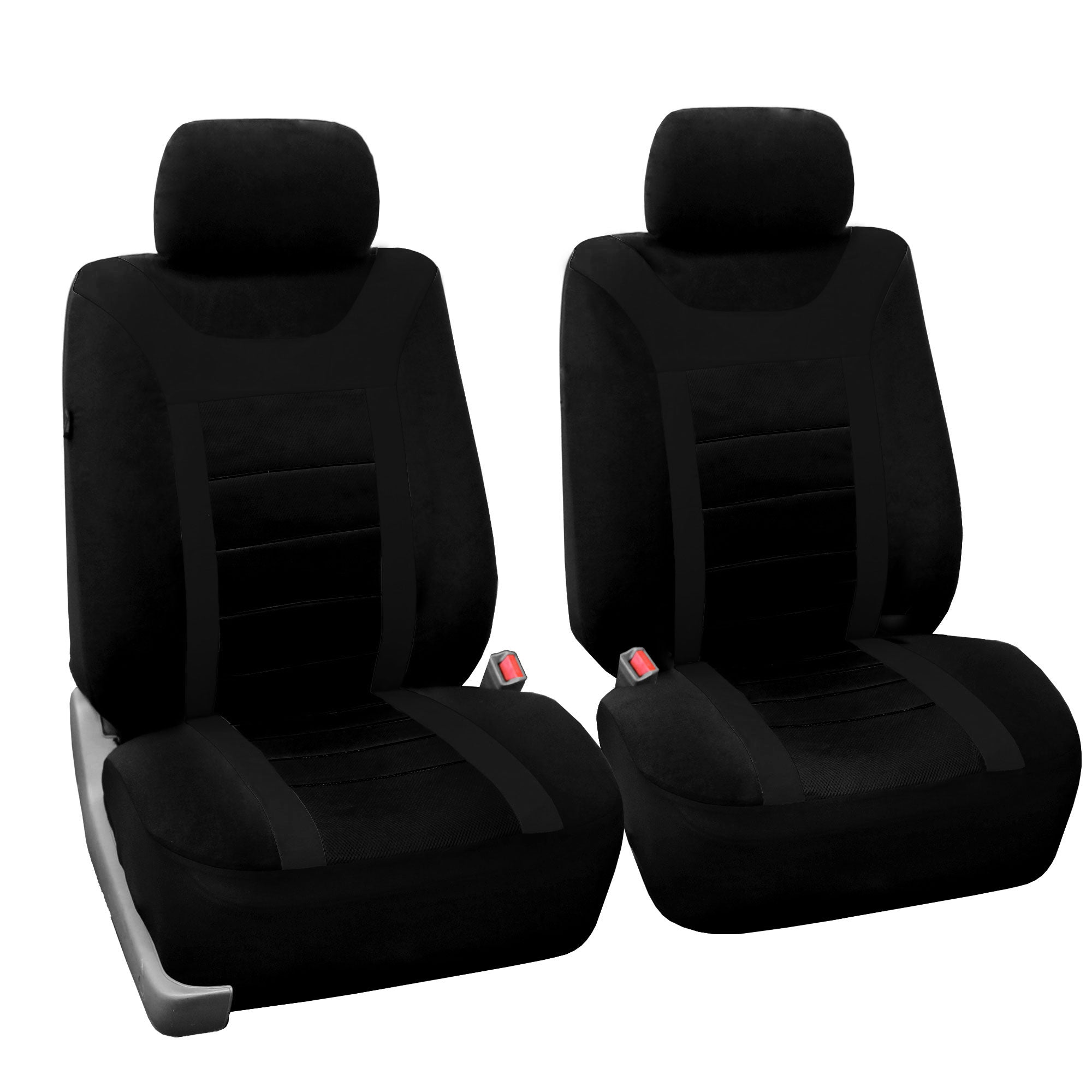 FH Group Black Airbag Compatible and Split Bench Sports 8 Seaters Car Van Seat Cover， Full Set