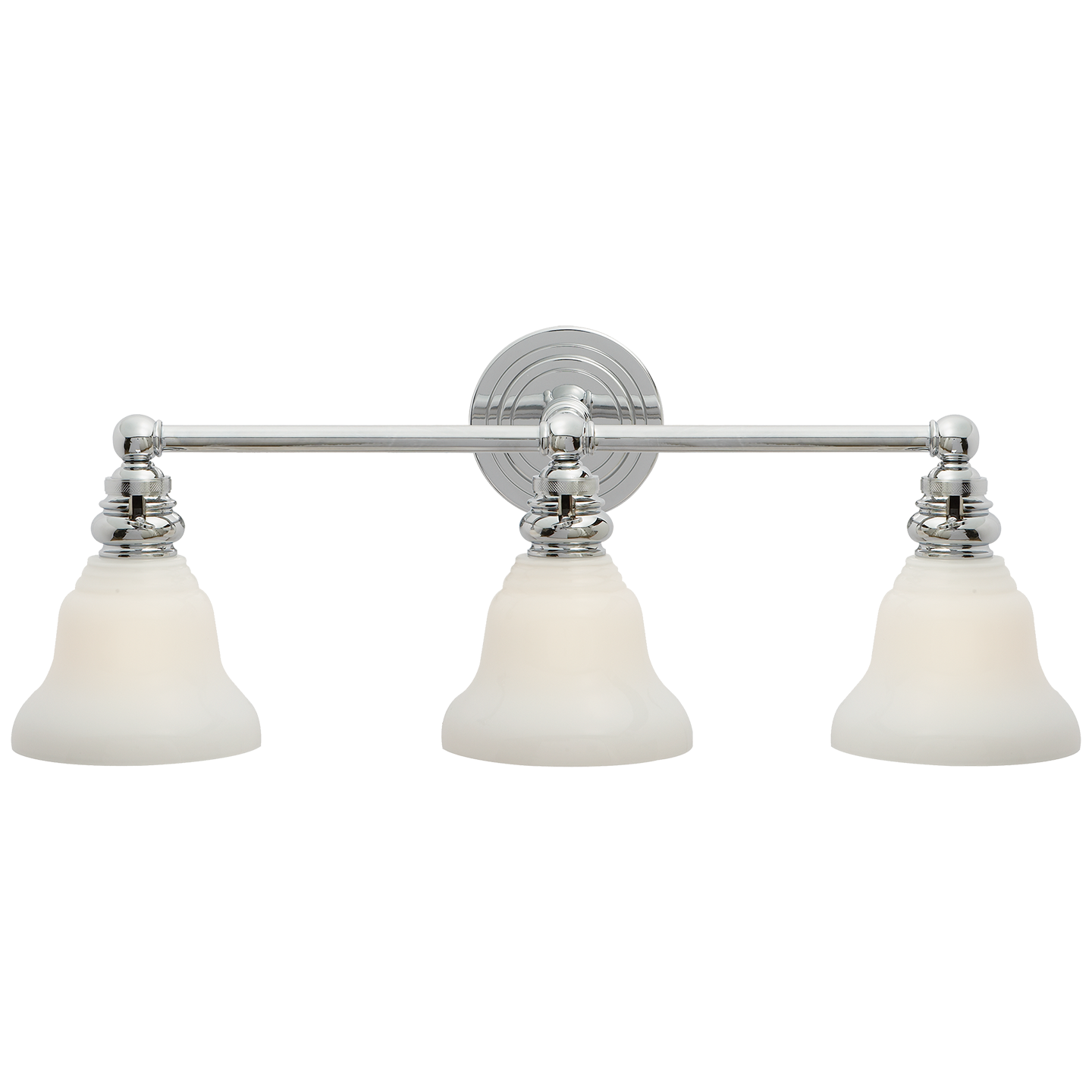 Boston Functional Triple Light in Chrome with White Glass