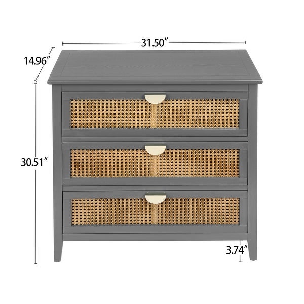 3 Drawer Natural rattan Cabinet - - 37925674