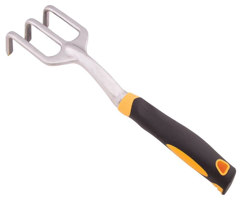 Landscapers Select GT956C Garden Cultivator, 4-1/4 in L Tine, 3-Tine, Cushion-Grip Handle, Yellow/Black