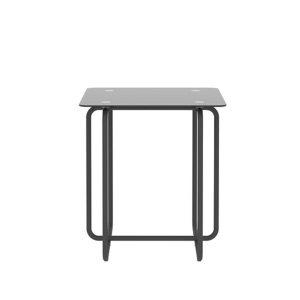 Black Modern Tempered Glass Side Table for Living Room