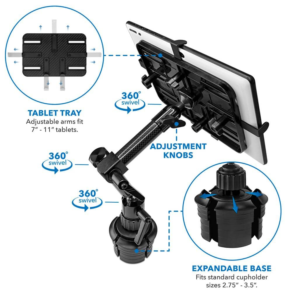 mount-it! Carbon Fiber Cup Holder Tablet ELD Mount MI-7321