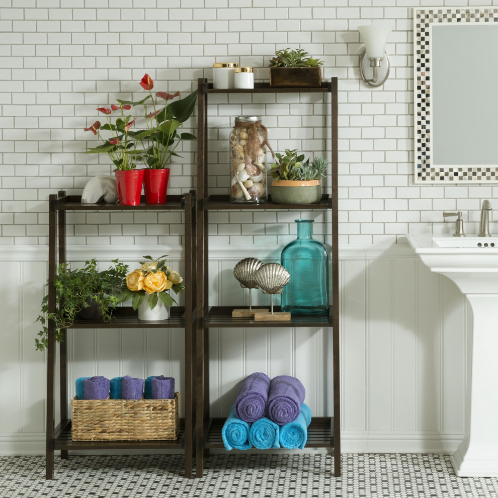 60 quotLadder Bookcase With 4 Shelves In Espresso   Transitional   Bookcases   by HomeRoots  Houzz